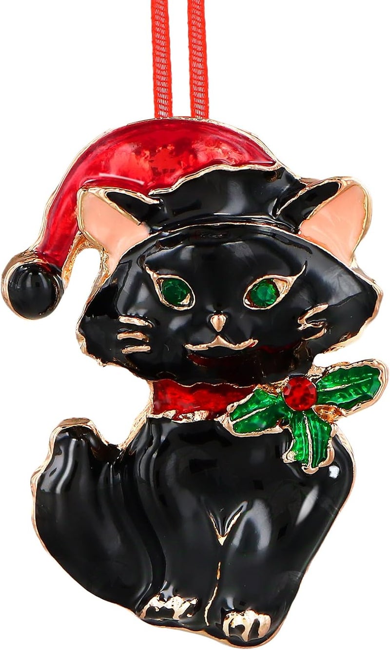 GROWTHMAGIC Store Black Cat Christmas Ornaments - Metal Cat Ornaments for Christmas Tree Keepsake Xmas Decoration Gifts for Men Women - Image 1